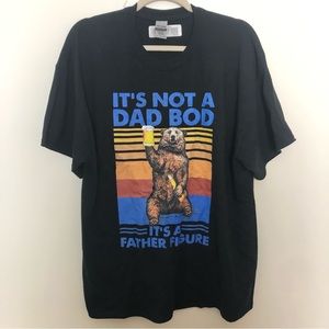 Dad Bod Men’s Short Sleeve T-Shirt Funny Father Figure Grizzly Bear Black Sz XL